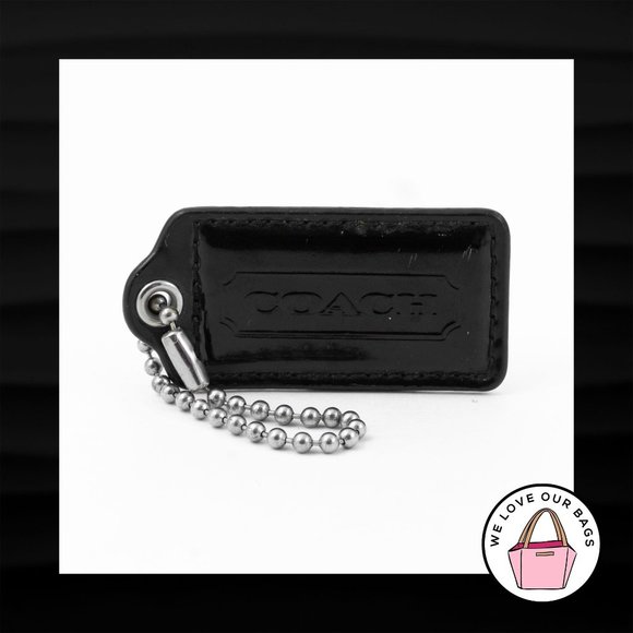 2.5" Large COACH BLACK PATENT LEATHER KEY FOB BAG CHARM KEYCHAIN HANG TAG - Picture 1 of 1